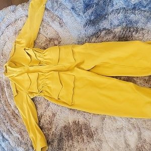 Mustard colored one piece jumpsuit
